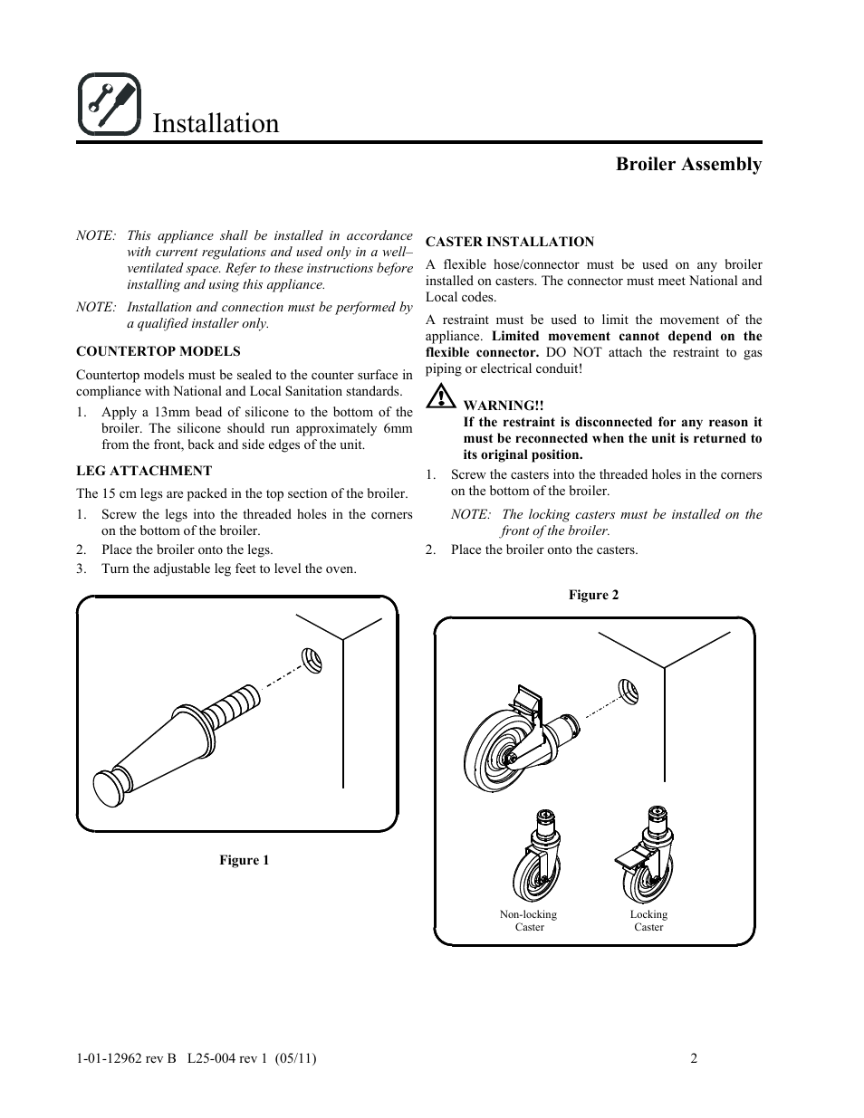 Installation, Broiler assembly | Magikitch'n FM User Manual | Page 6 / 23