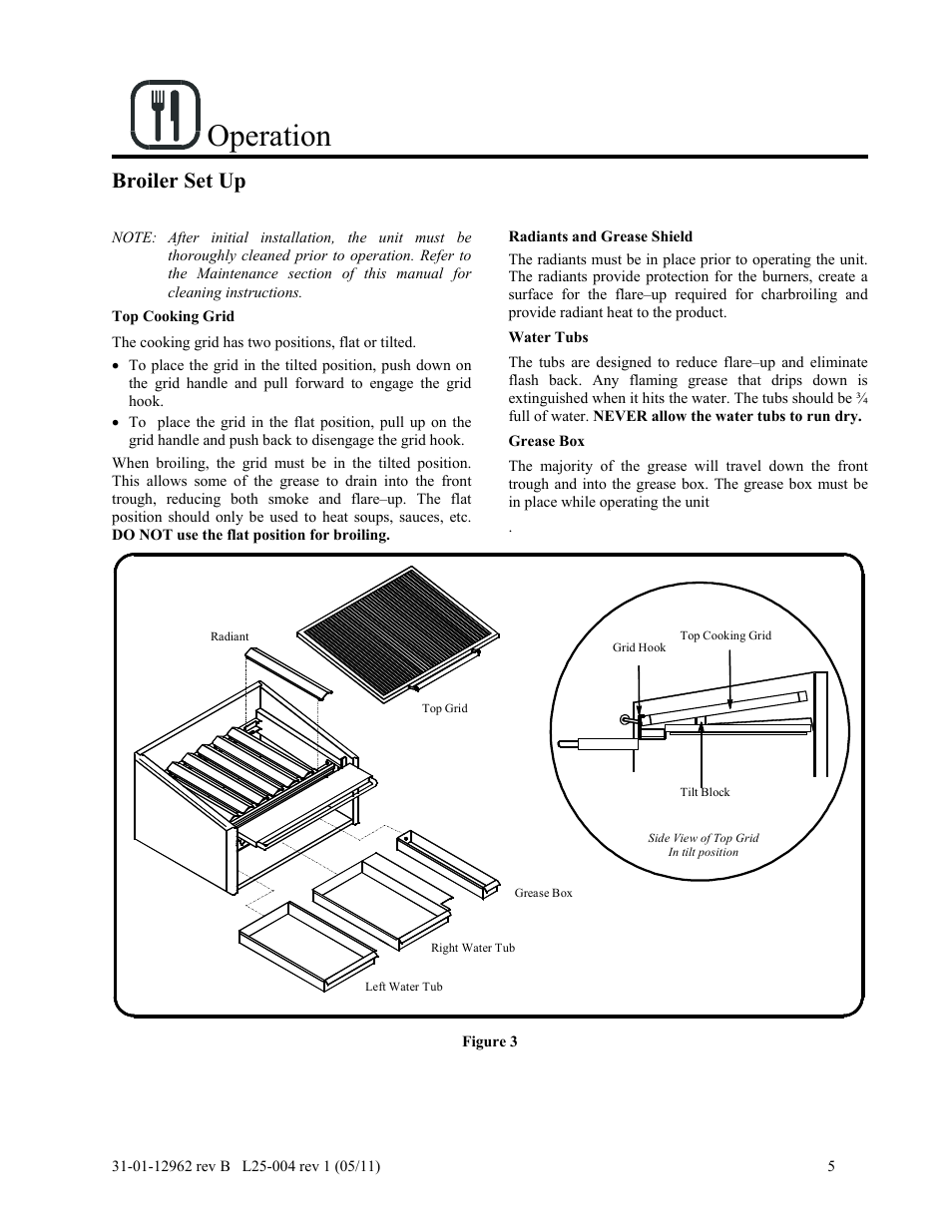 Operation, Broiler set up | Magikitch'n FM User Manual | Page 9 / 23