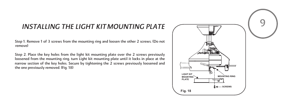 F521-e-p-16, Installing the light kit, Mounting plate | Minka Group F521-WHF User Manual | Page 17 / 26