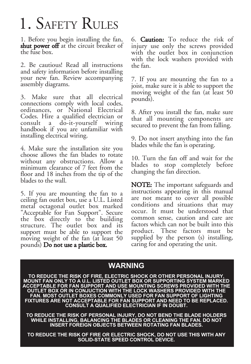 Afety, Ules | Minka Group F596-PN/TL User Manual | Page 3 / 16