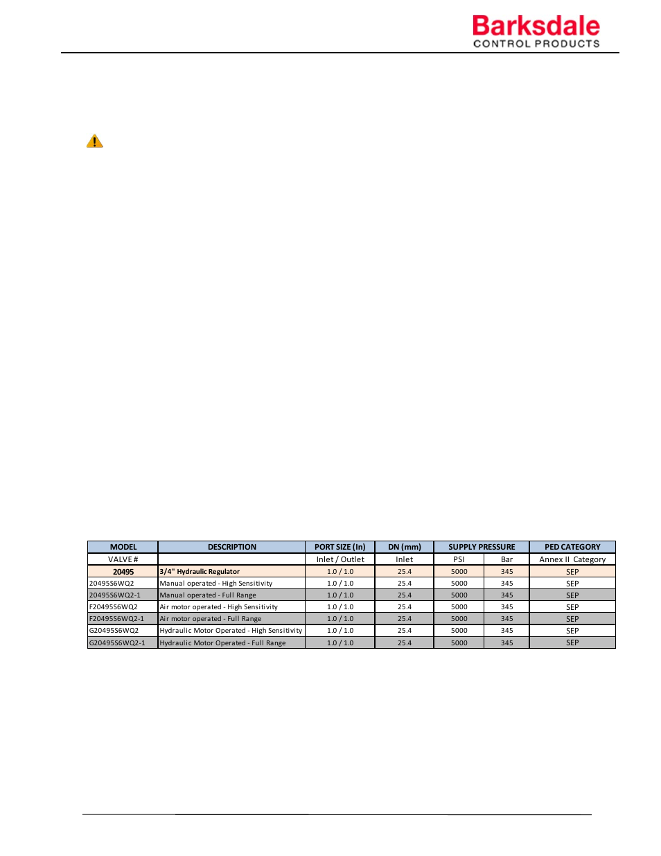 0 general, 0 intended use, 0 ped compliance | 0 safety information | Barksdale Series 20495 User Manual | Page 2 / 10