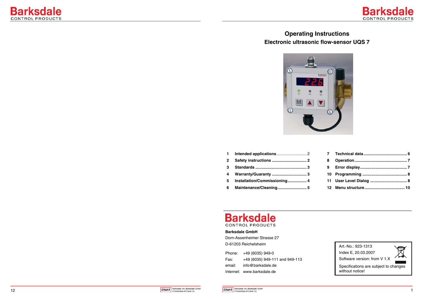 Barksdale UQS7 User Manual | 6 pages