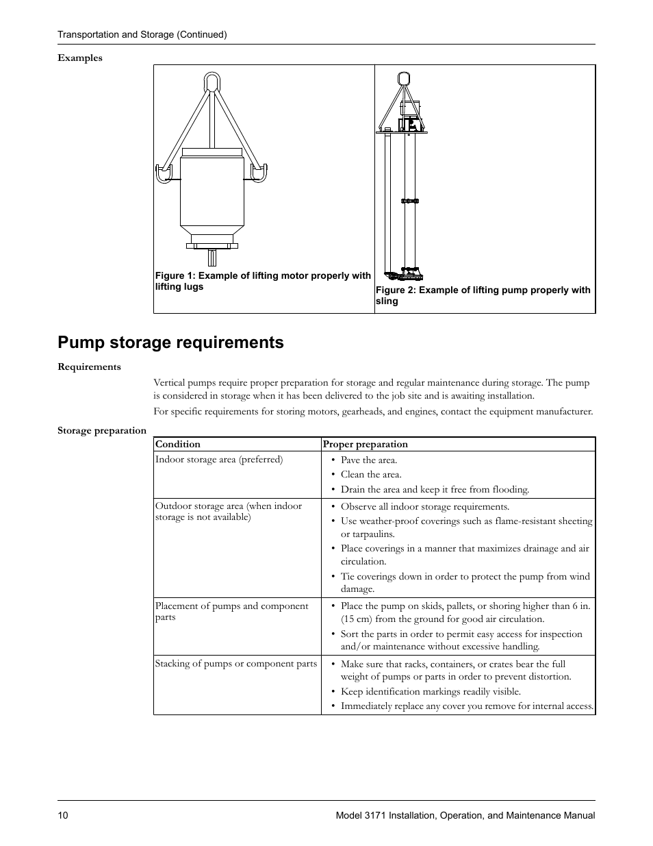 Pump storage requirements | Goulds Pumps 3171 - IOM User Manual | Page 12 / 60