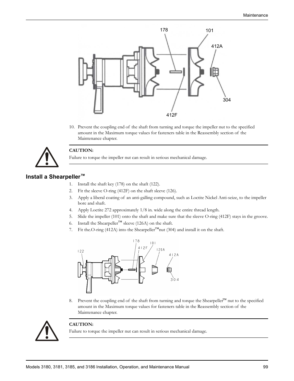 Install a shearpeller | Goulds Pumps 3180-86 - IOM User Manual | Page 101 / 158