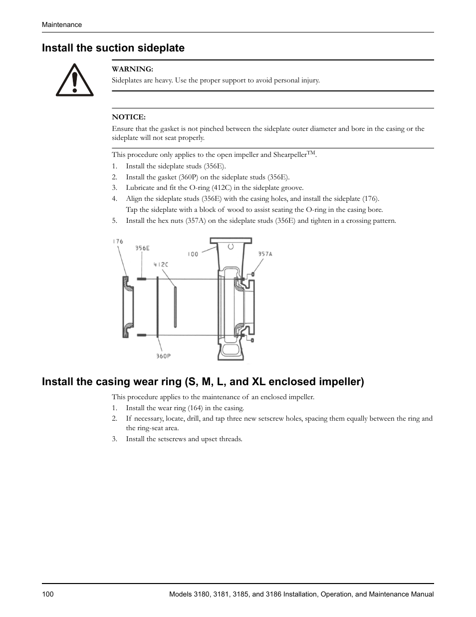 Install the suction sideplate | Goulds Pumps 3180-86 - IOM User Manual | Page 102 / 158