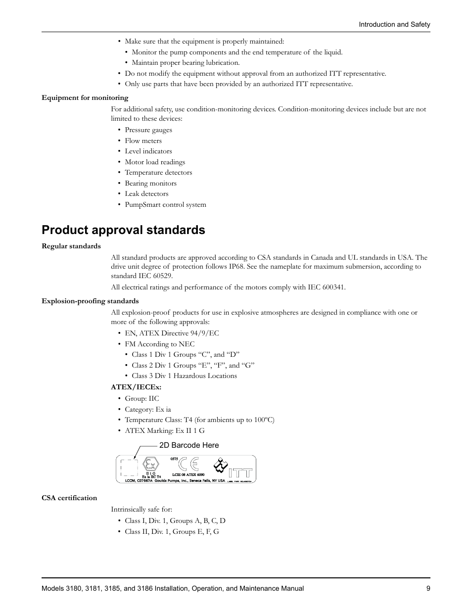 Product approval standards | Goulds Pumps 3180-86 - IOM User Manual | Page 11 / 158