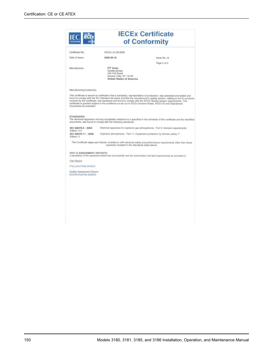 Goulds Pumps 3180-86 - IOM User Manual | Page 152 / 158