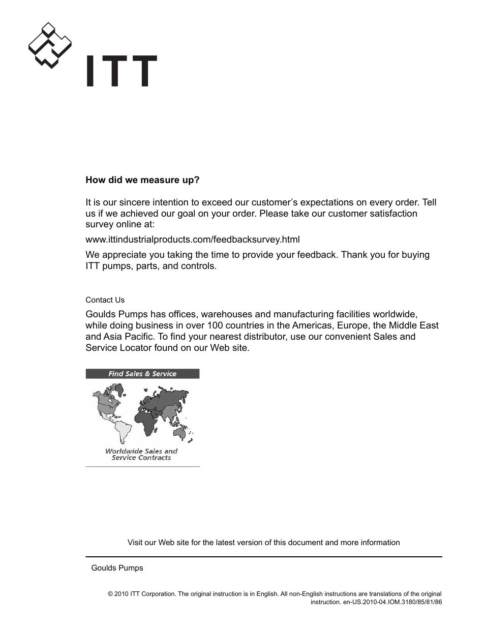 Goulds Pumps 3180-86 - IOM User Manual | Page 158 / 158