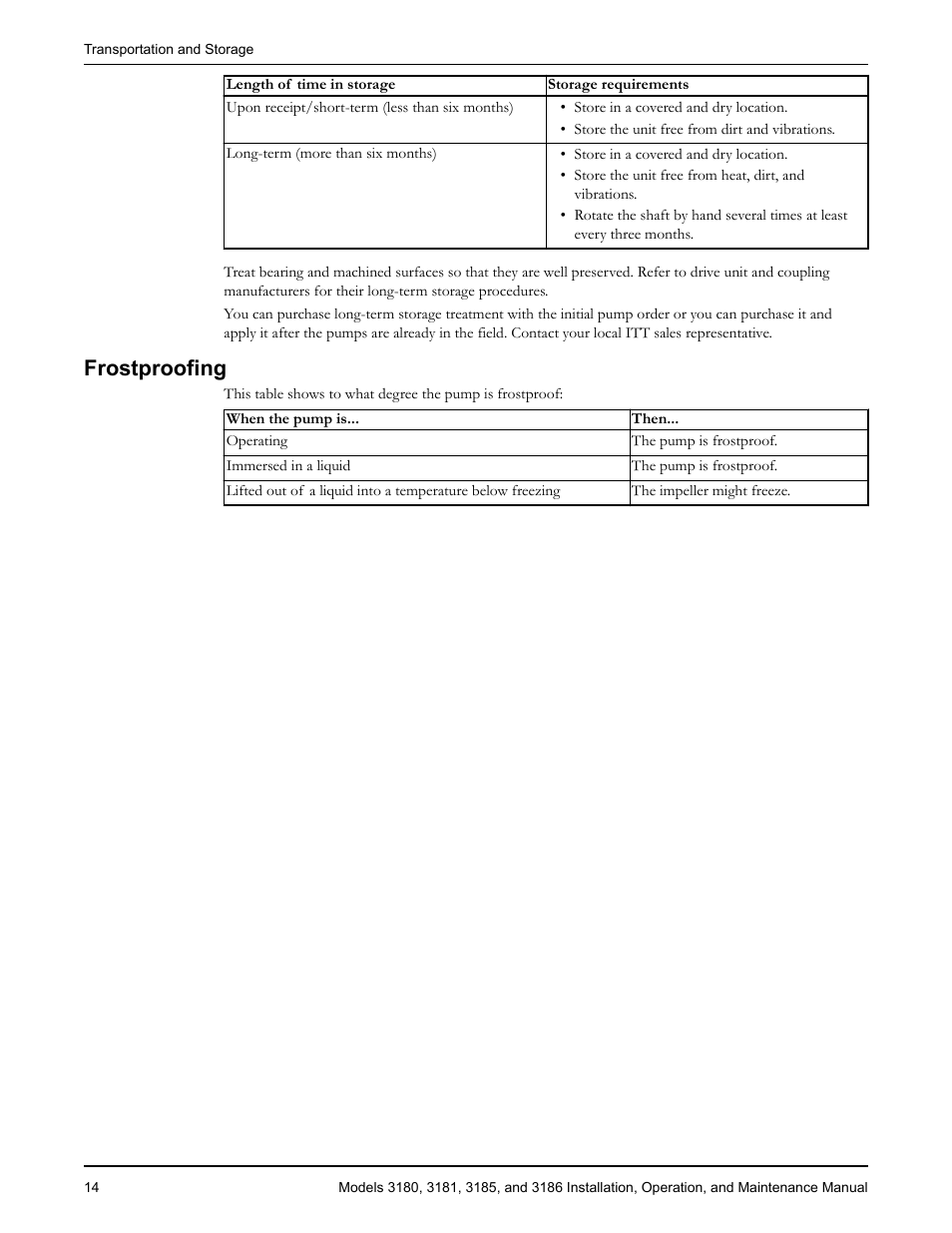 Frostproofing, Rostproofing | Goulds Pumps 3180-86 - IOM User Manual | Page 16 / 158