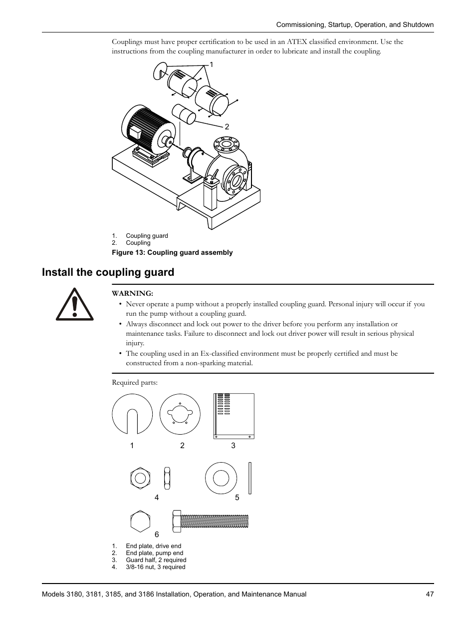 Install the coupling guard | Goulds Pumps 3180-86 - IOM User Manual | Page 49 / 158