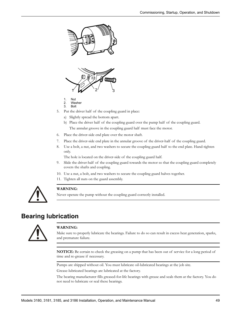 Bearing lubrication | Goulds Pumps 3180-86 - IOM User Manual | Page 51 / 158