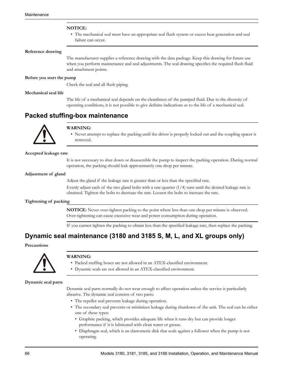 Packed stuffing-box maintenance | Goulds Pumps 3180-86 - IOM User Manual | Page 68 / 158