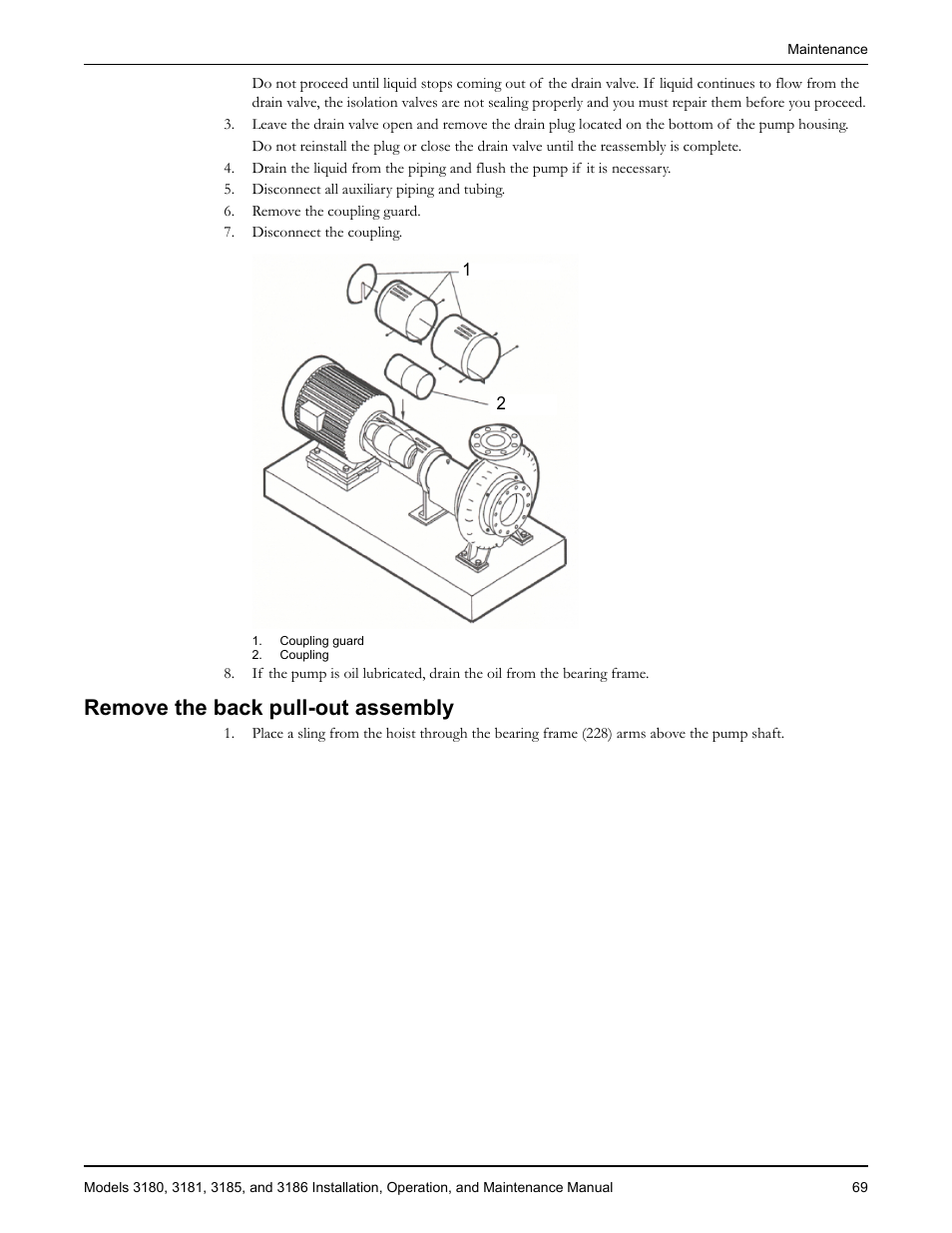 Remove the back pull-out assembly, Emove the back pull-out assembly | Goulds Pumps 3180-86 - IOM User Manual | Page 71 / 158