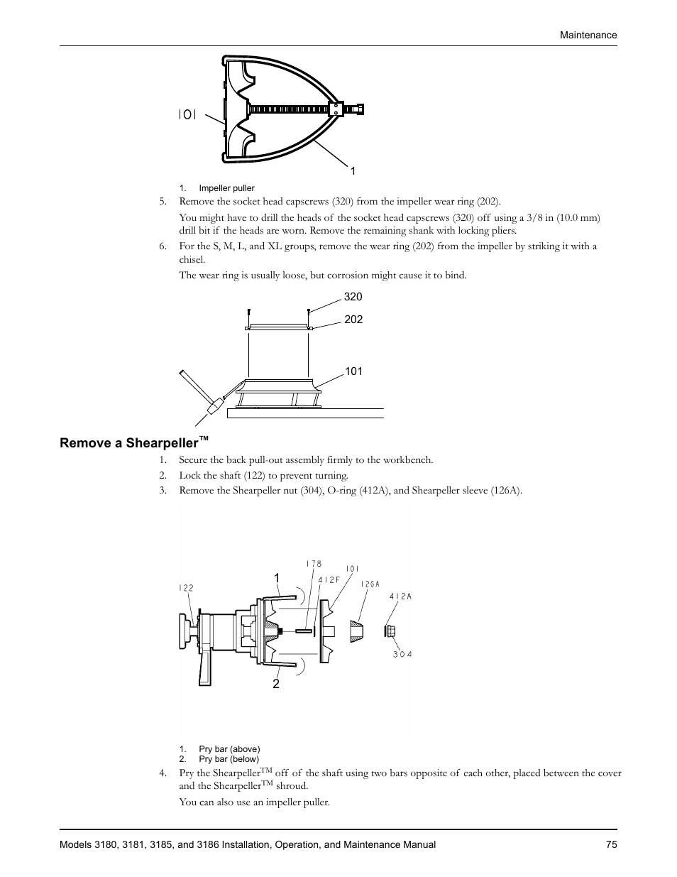 Remove a shearpeller | Goulds Pumps 3180-86 - IOM User Manual | Page 77 / 158