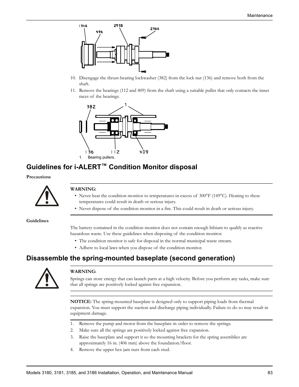 Guidelines for i-alert™ condition monitor disposal, Guidelines for i-alert, Condition monitor disposal | Goulds Pumps 3180-86 - IOM User Manual | Page 85 / 158