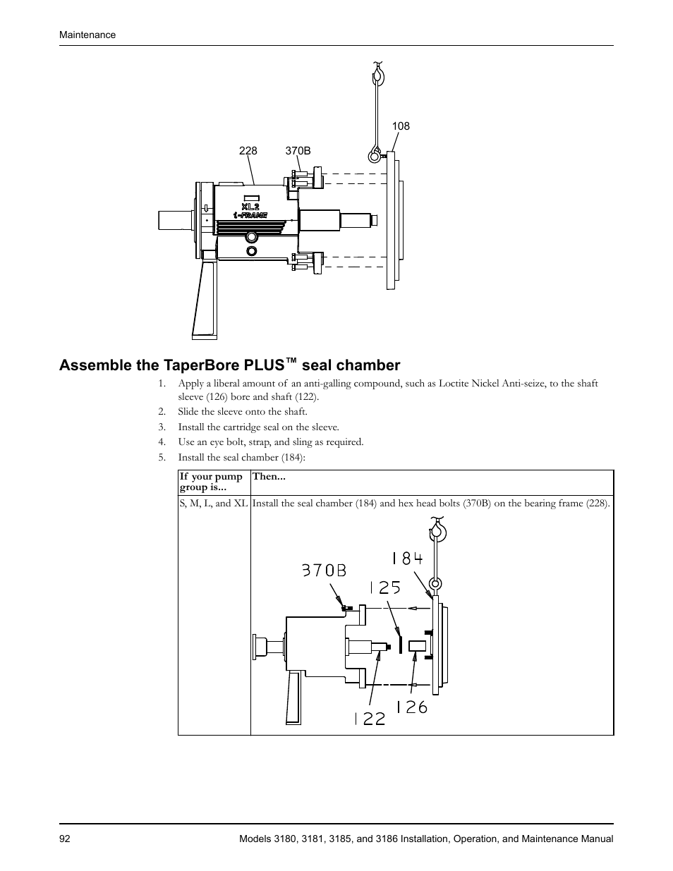 Assemble the taperbore plus™ seal chamber, Assemble the taperbore plus, Seal chamber | Goulds Pumps 3180-86 - IOM User Manual | Page 94 / 158
