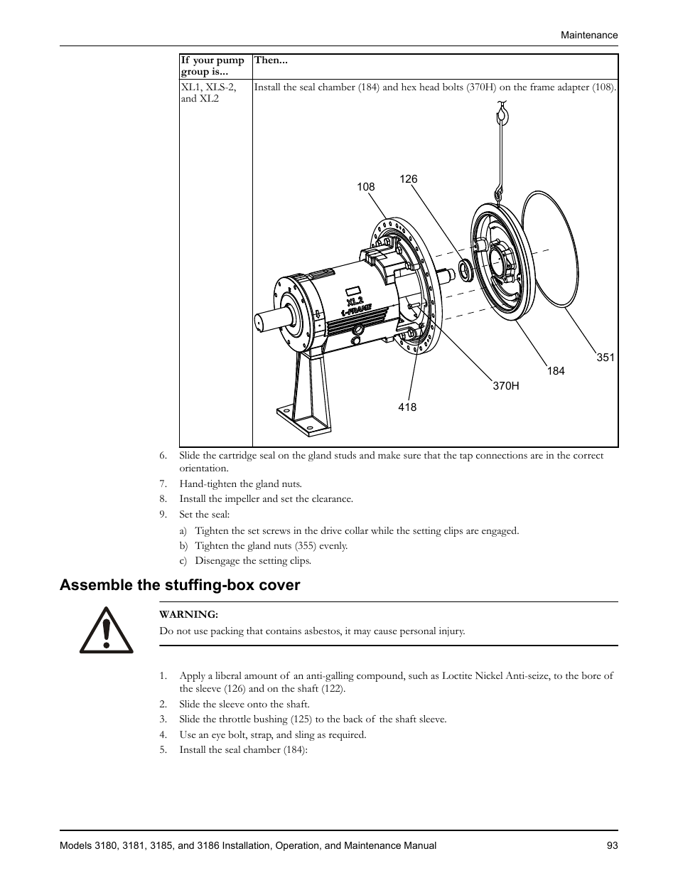 Assemble the stuffing-box cover | Goulds Pumps 3180-86 - IOM User Manual | Page 95 / 158