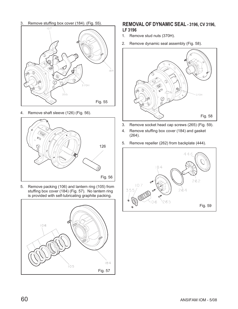 Removal of dynamic seal | Goulds Pumps ANSI FAMILY IOM (ATEX Compliant) - IOM User Manual | Page 62 / 148