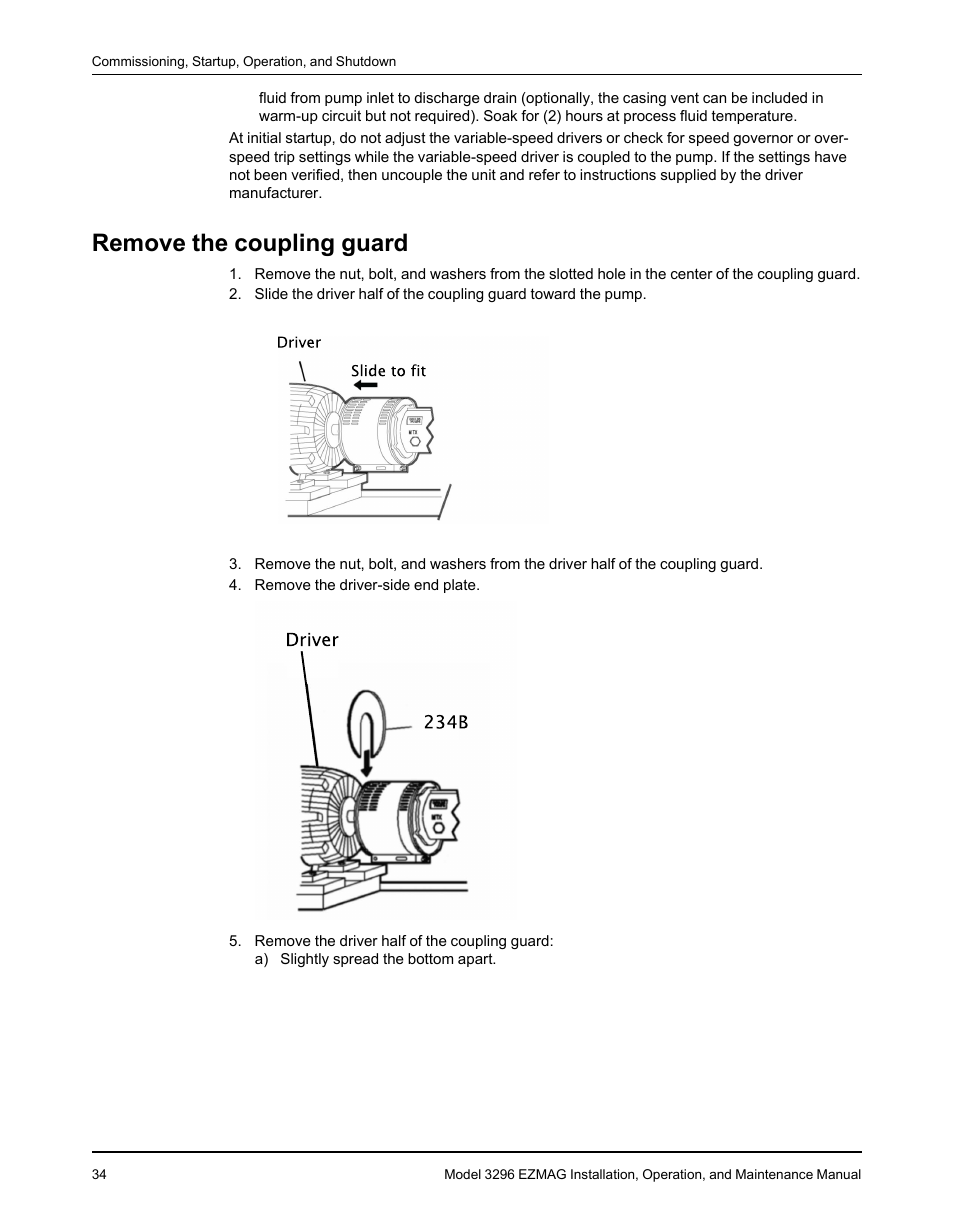 Remove the coupling guard | Goulds Pumps 3296 EZMAG - IOM User Manual | Page 36 / 96