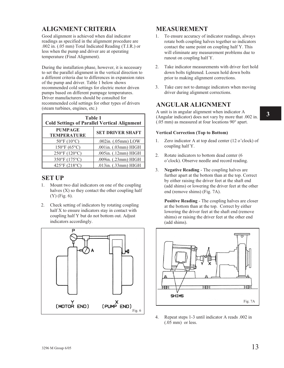 Alignment criteria, Set up, Measurement | Angular alignment | Goulds Pumps 3296M - IOM User Manual | Page 17 / 92