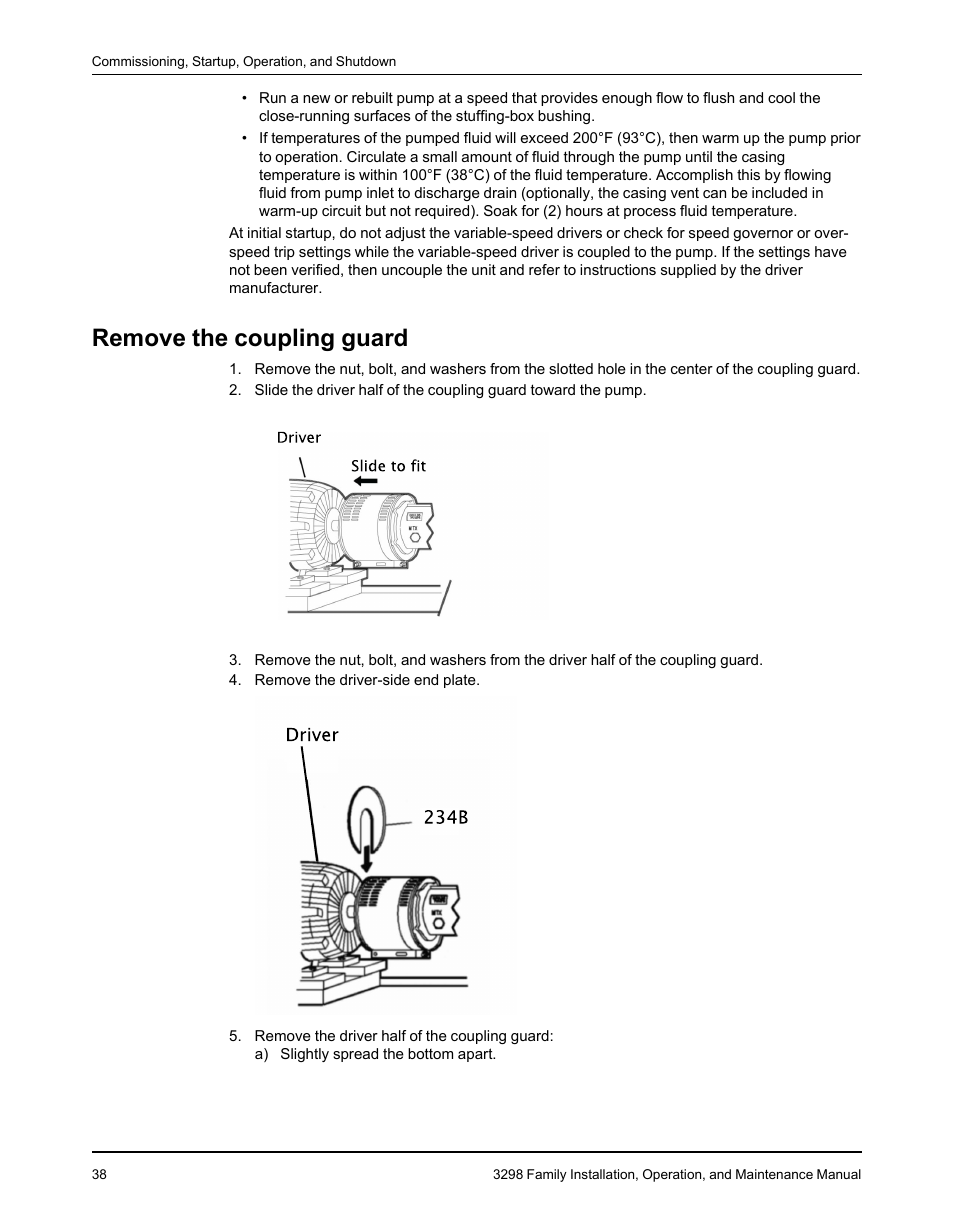 Remove the coupling guard | Goulds Pumps 3298 - IOM User Manual | Page 40 / 120
