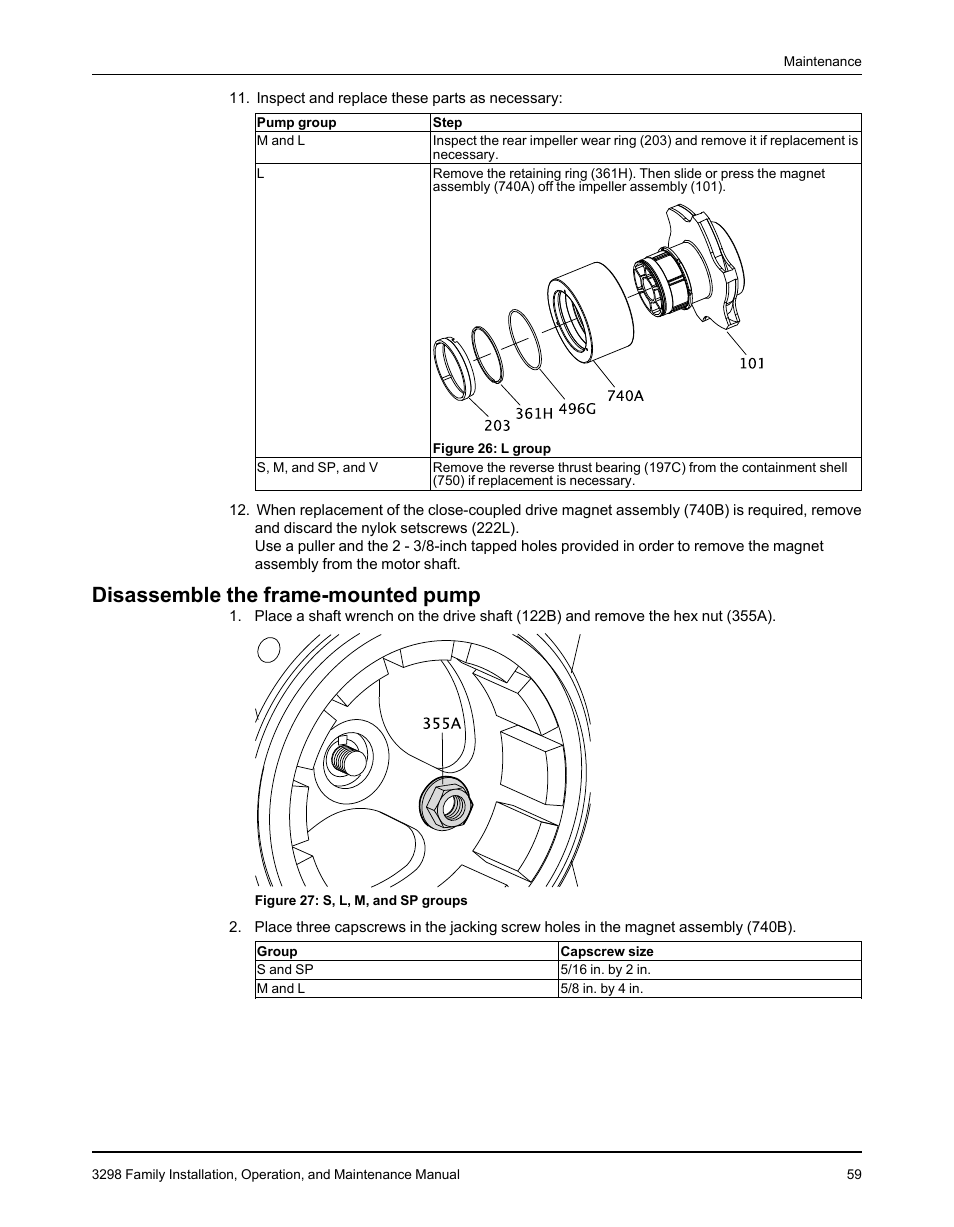 Disassemble the frame-mounted pump | Goulds Pumps 3298 - IOM User Manual | Page 61 / 120