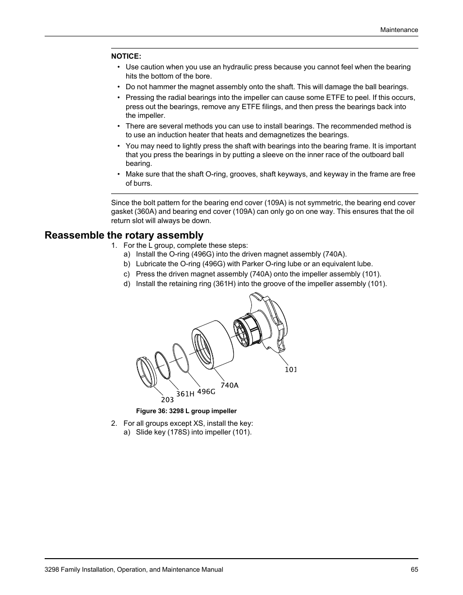 Reassemble the rotary assembly | Goulds Pumps 3298 - IOM User Manual | Page 67 / 120