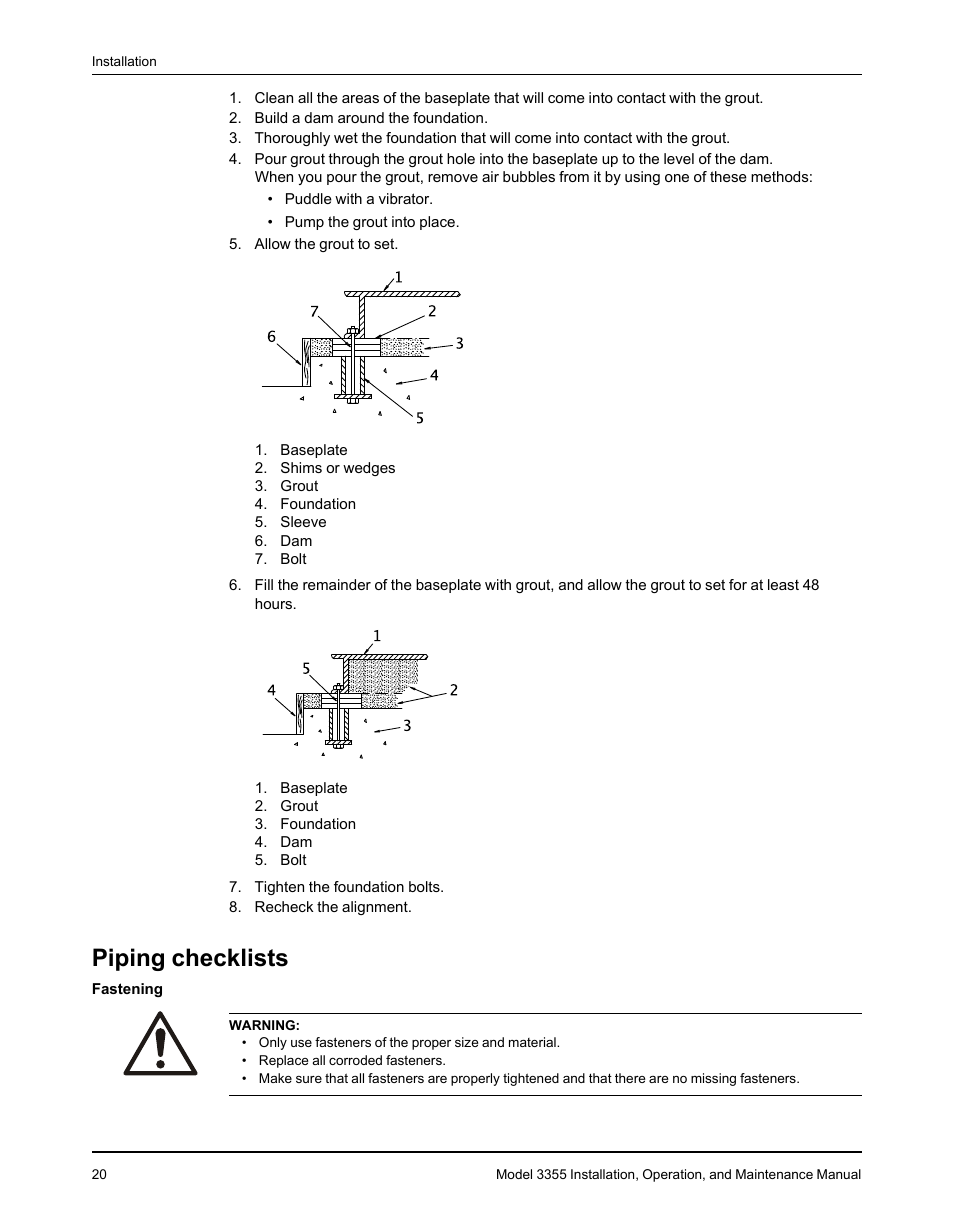 Piping checklists | Goulds Pumps 3355 - IOM User Manual | Page 22 / 66