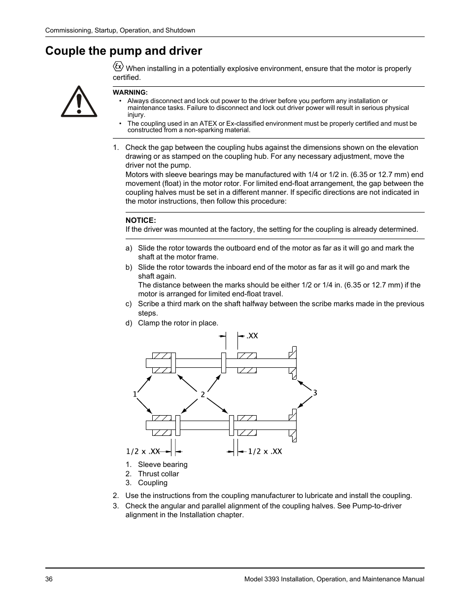 Couple the pump and driver | Goulds Pumps 3393 - IOM User Manual | Page 38 / 124