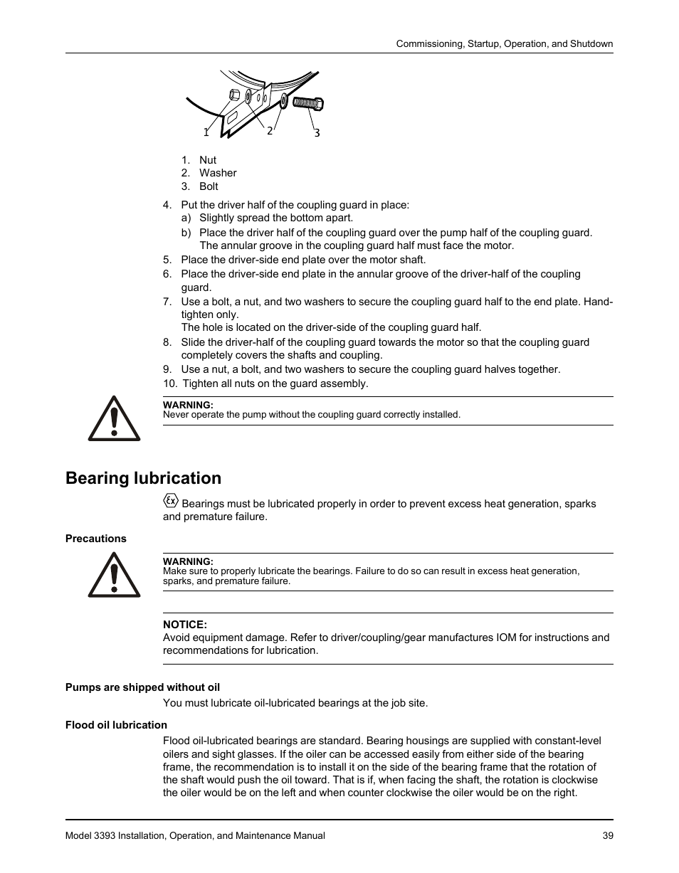 Bearing lubrication | Goulds Pumps 3393 - IOM User Manual | Page 41 / 124