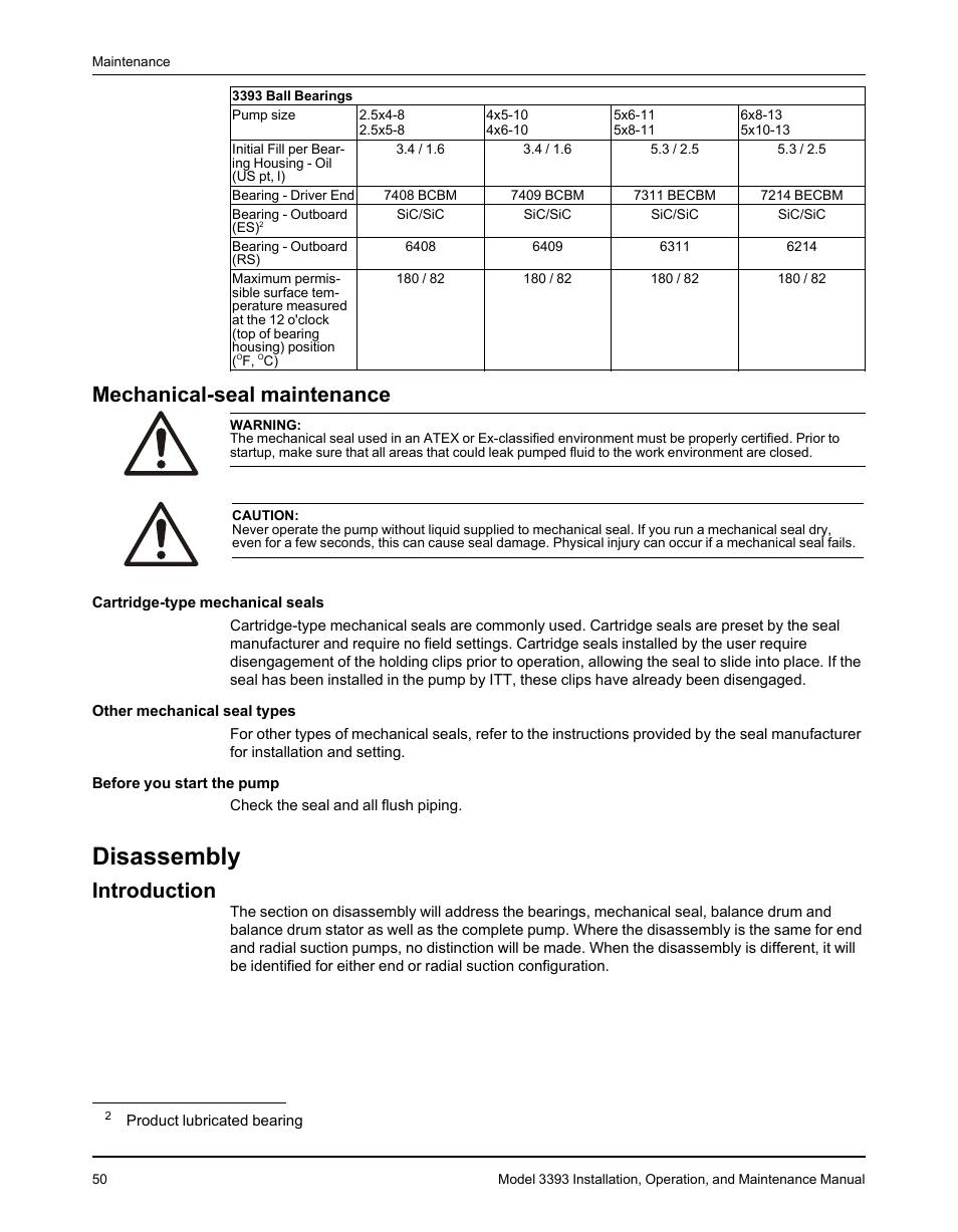Mechanical-seal maintenance, Disassembly, Introduction | Goulds Pumps 3393 - IOM User Manual | Page 52 / 124