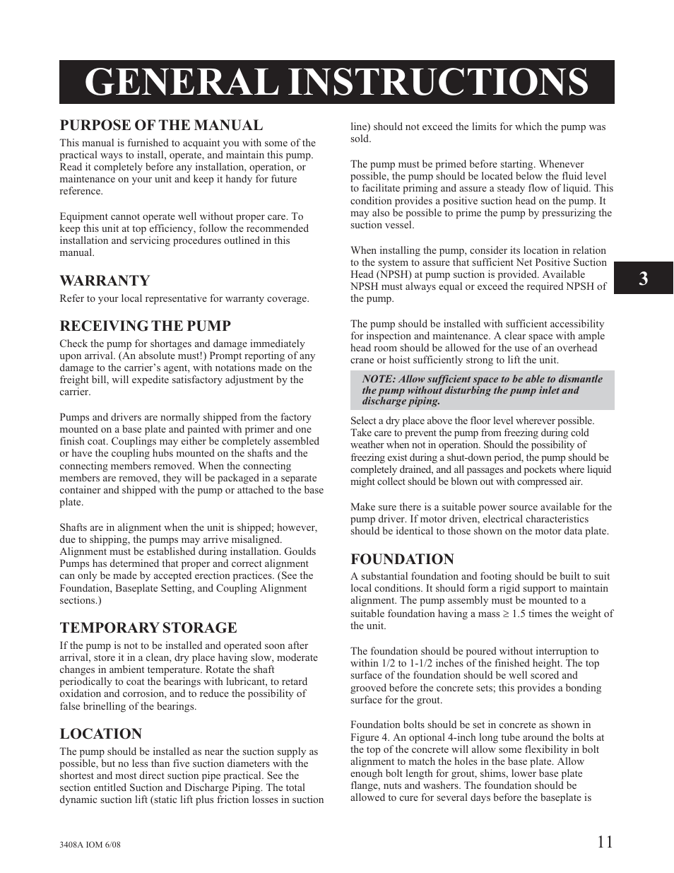 General instructions | Goulds Pumps 3408A - IOM User Manual | Page 19 / 44