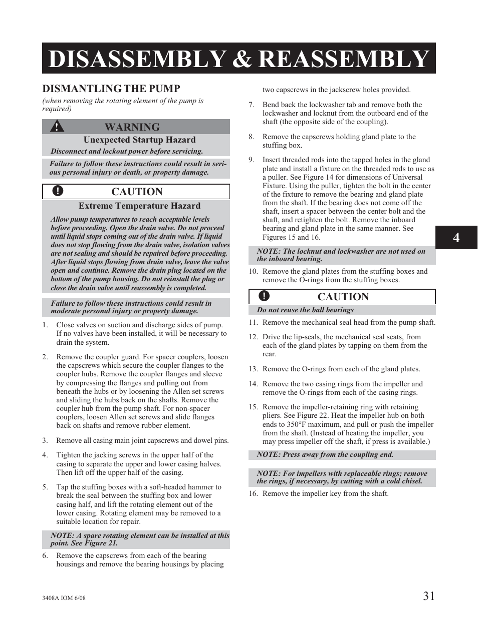 Disassembly & reassembly | Goulds Pumps 3408A - IOM User Manual | Page 39 / 44