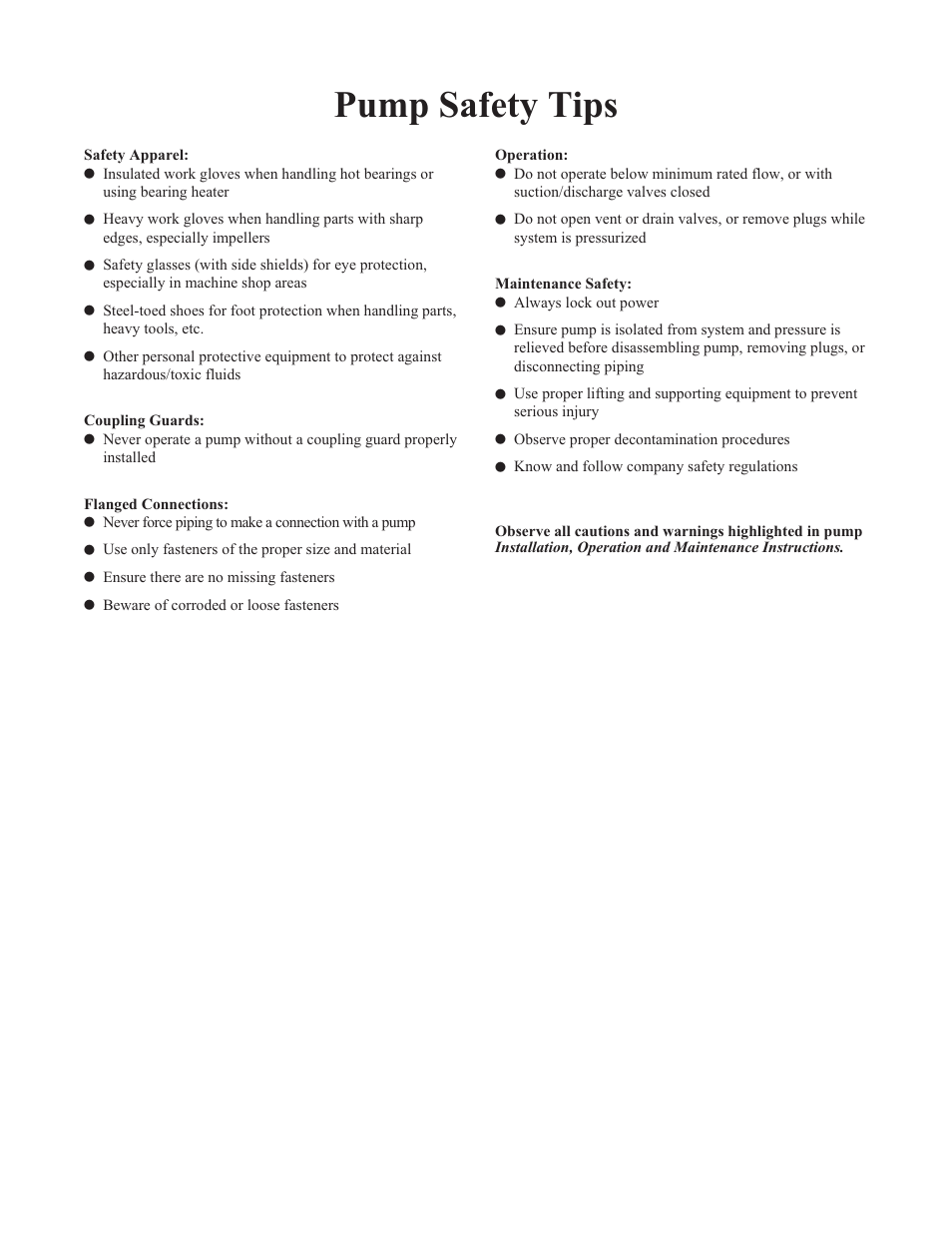 Pump safety tips | Goulds Pumps 3409 - IOM User Manual | Page 2 / 68