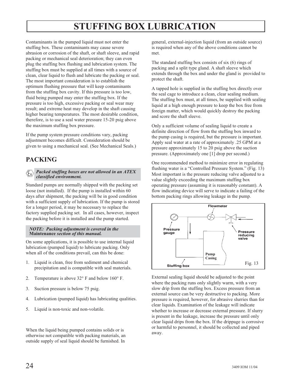 Stuffing box lubrication, Packing | Goulds Pumps 3409 - IOM User Manual | Page 24 / 68