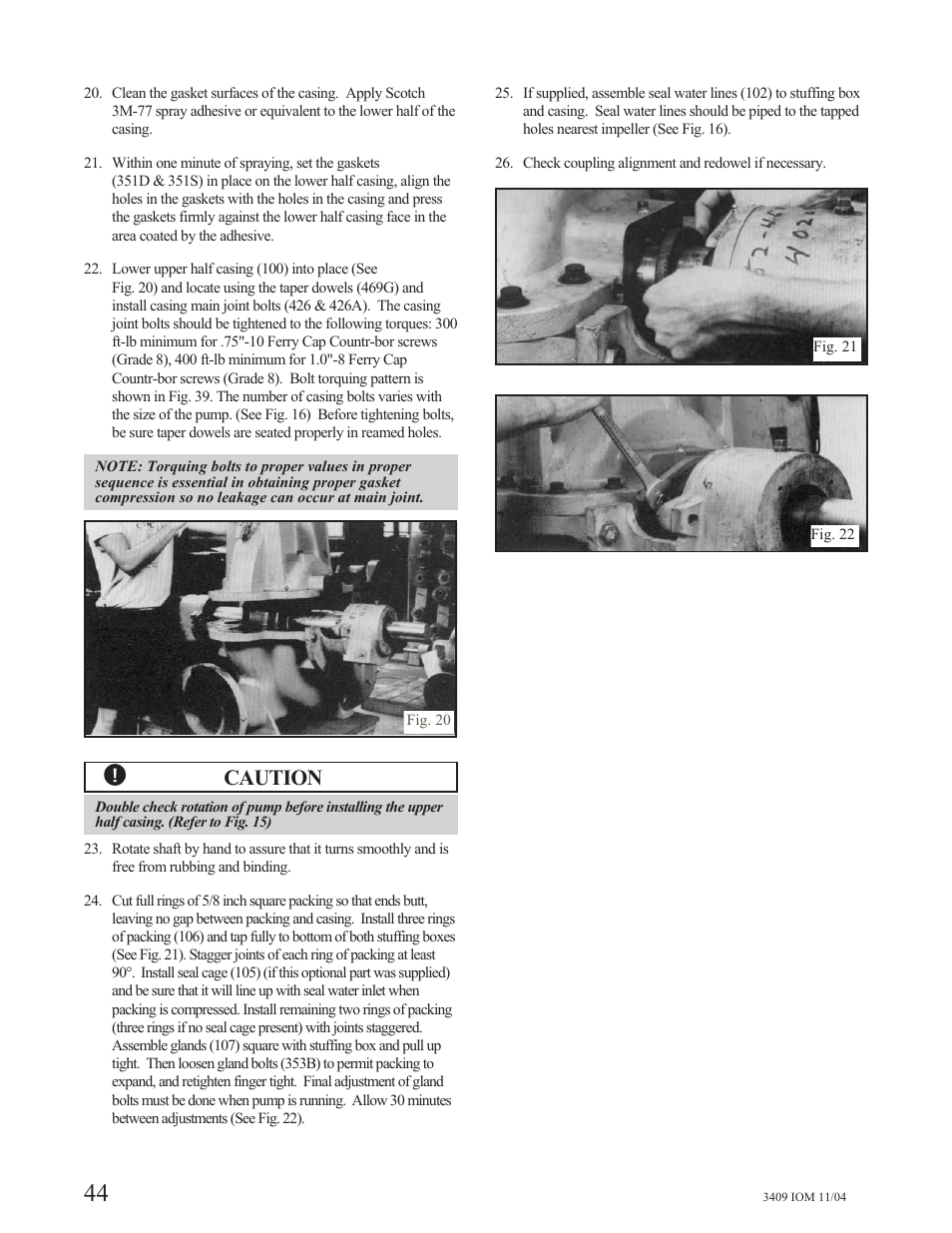 Caution | Goulds Pumps 3409 - IOM User Manual | Page 44 / 68