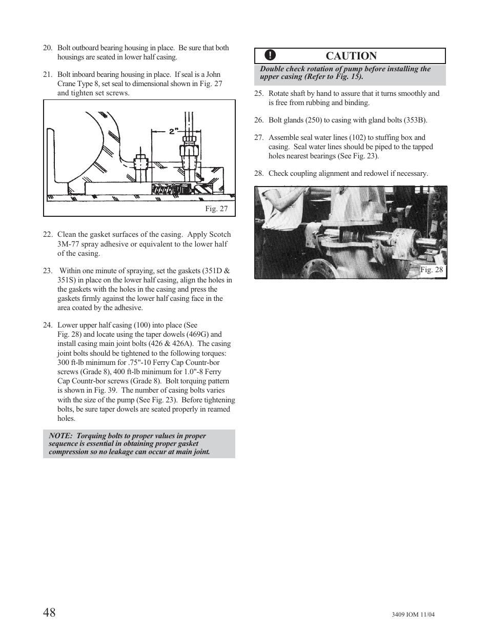 Caution | Goulds Pumps 3409 - IOM User Manual | Page 48 / 68