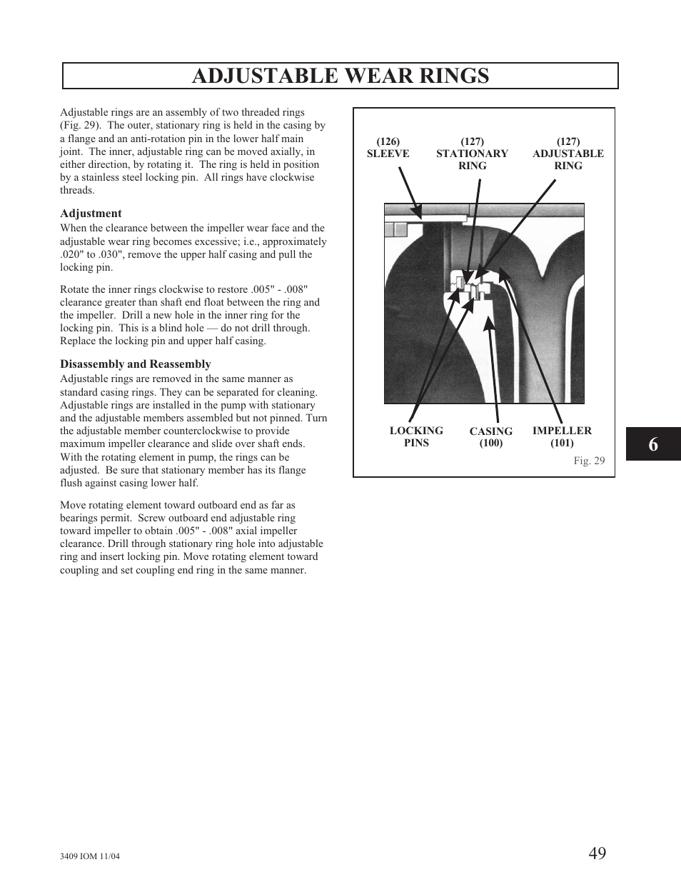 Adjustable wear rings | Goulds Pumps 3409 - IOM User Manual | Page 49 / 68
