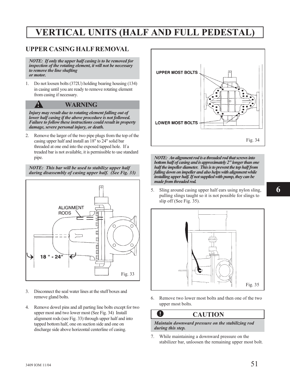 Vertical units (half and full pedestal) | Goulds Pumps 3409 - IOM User Manual | Page 51 / 68