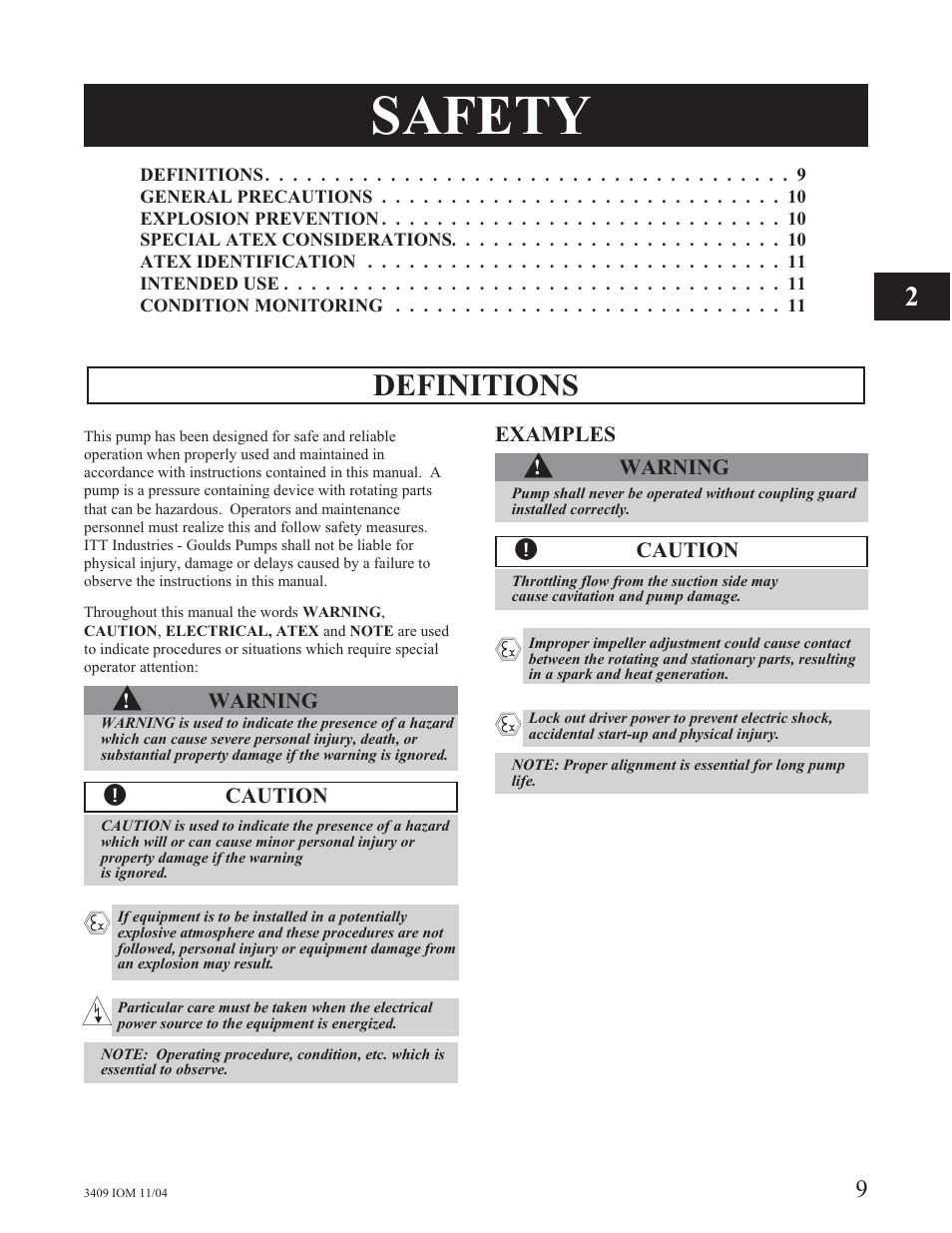 Safety, Definitions | Goulds Pumps 3409 - IOM User Manual | Page 9 / 68