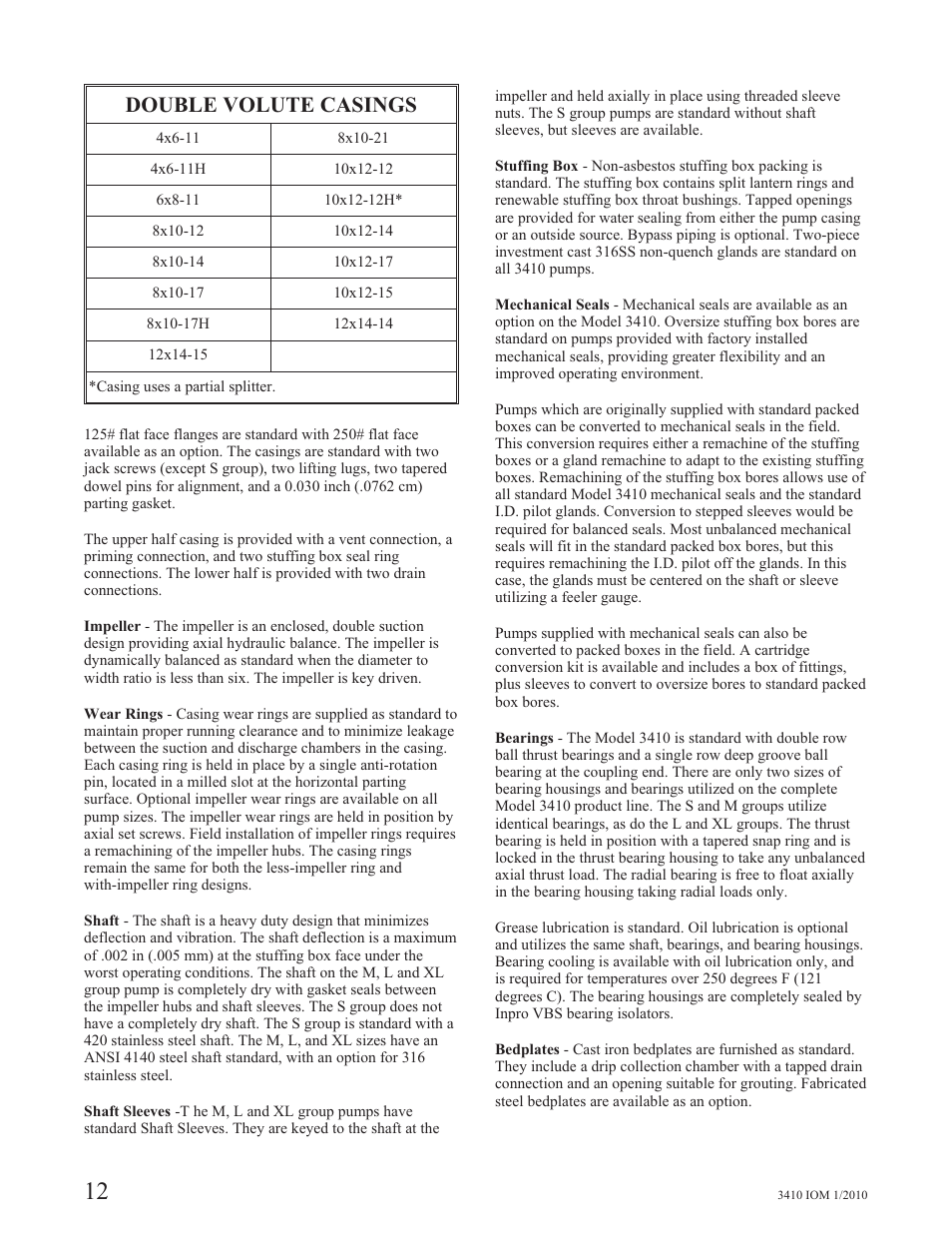 Double volute casings | Goulds Pumps 3410 - IOM User Manual | Page 14 / 56