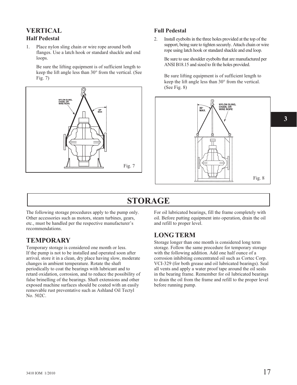 Storage, Vertical, Temporary | Long term | Goulds Pumps 3410 - IOM User Manual | Page 19 / 56