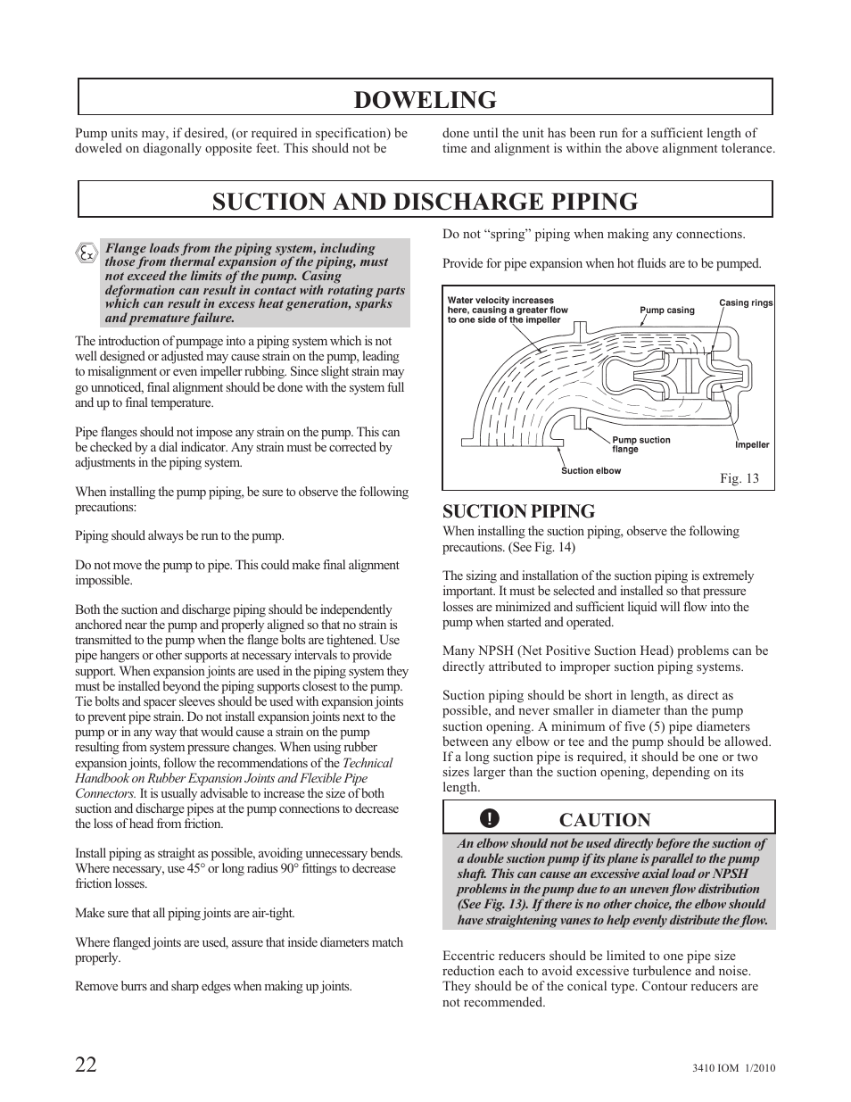 Doweling, Suction and discharge piping | Goulds Pumps 3410 - IOM User Manual | Page 24 / 56