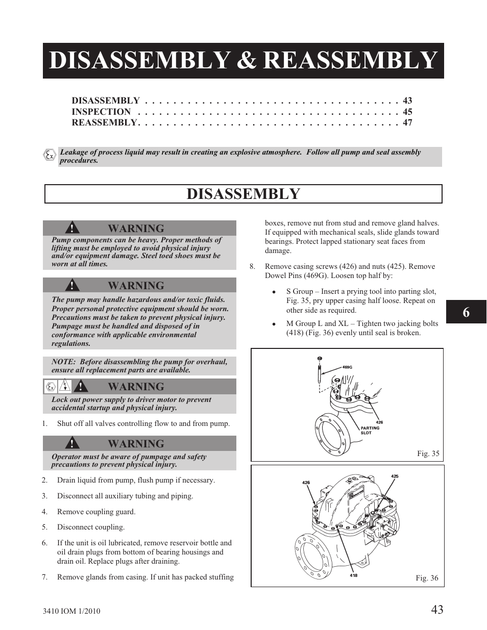 Disassembly & reassembly, Disassembly s, 6a b | Goulds Pumps 3410 - IOM User Manual | Page 45 / 56