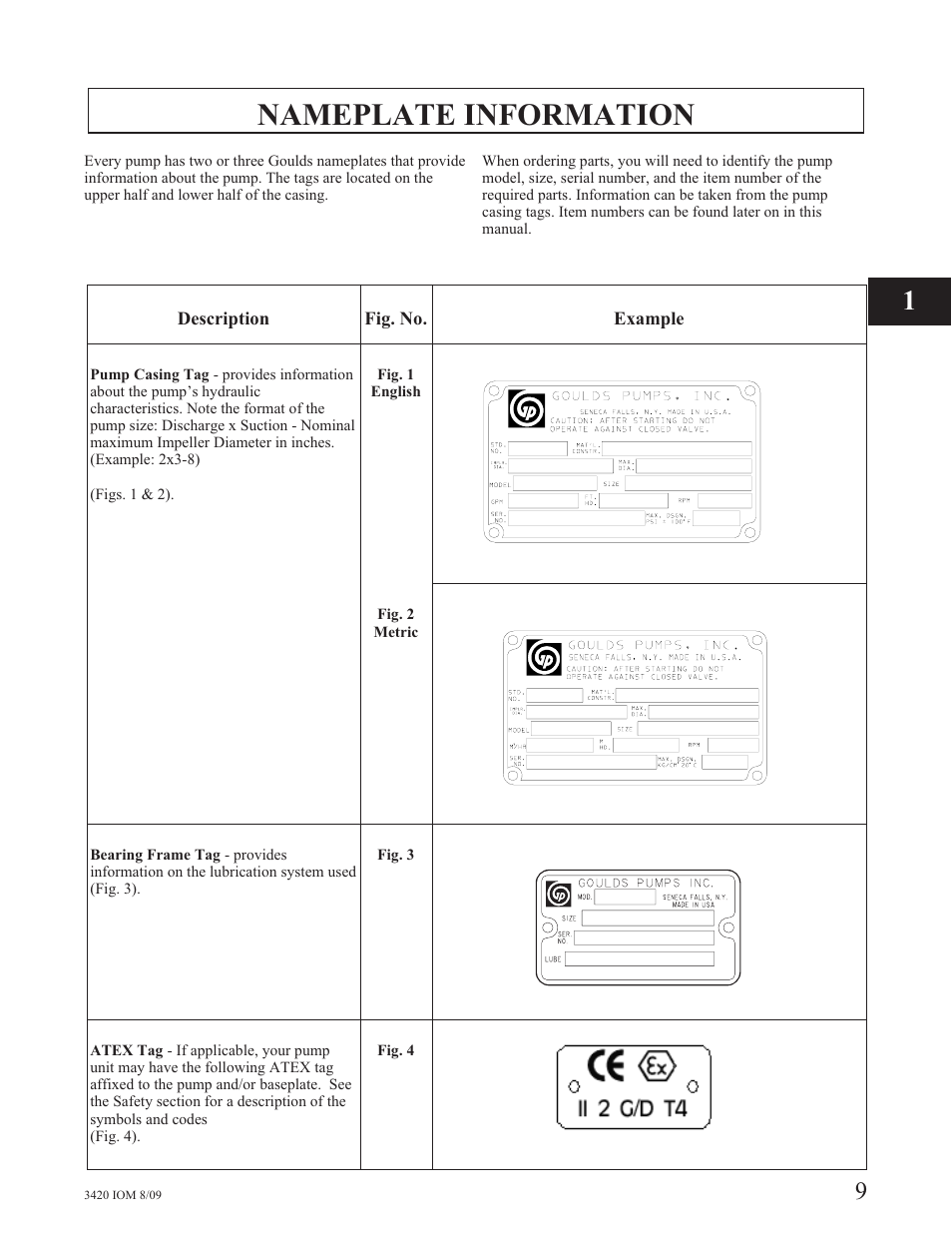 Nameplate information | Goulds Pumps 3420 - IOM User Manual | Page 17 / 120
