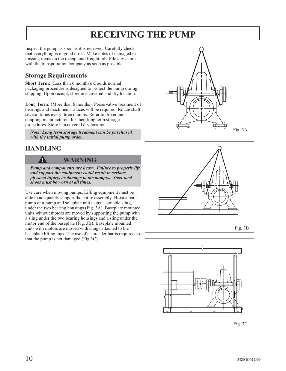 Receiving the pump | Goulds Pumps 3420 - IOM User Manual | Page 18 / 120