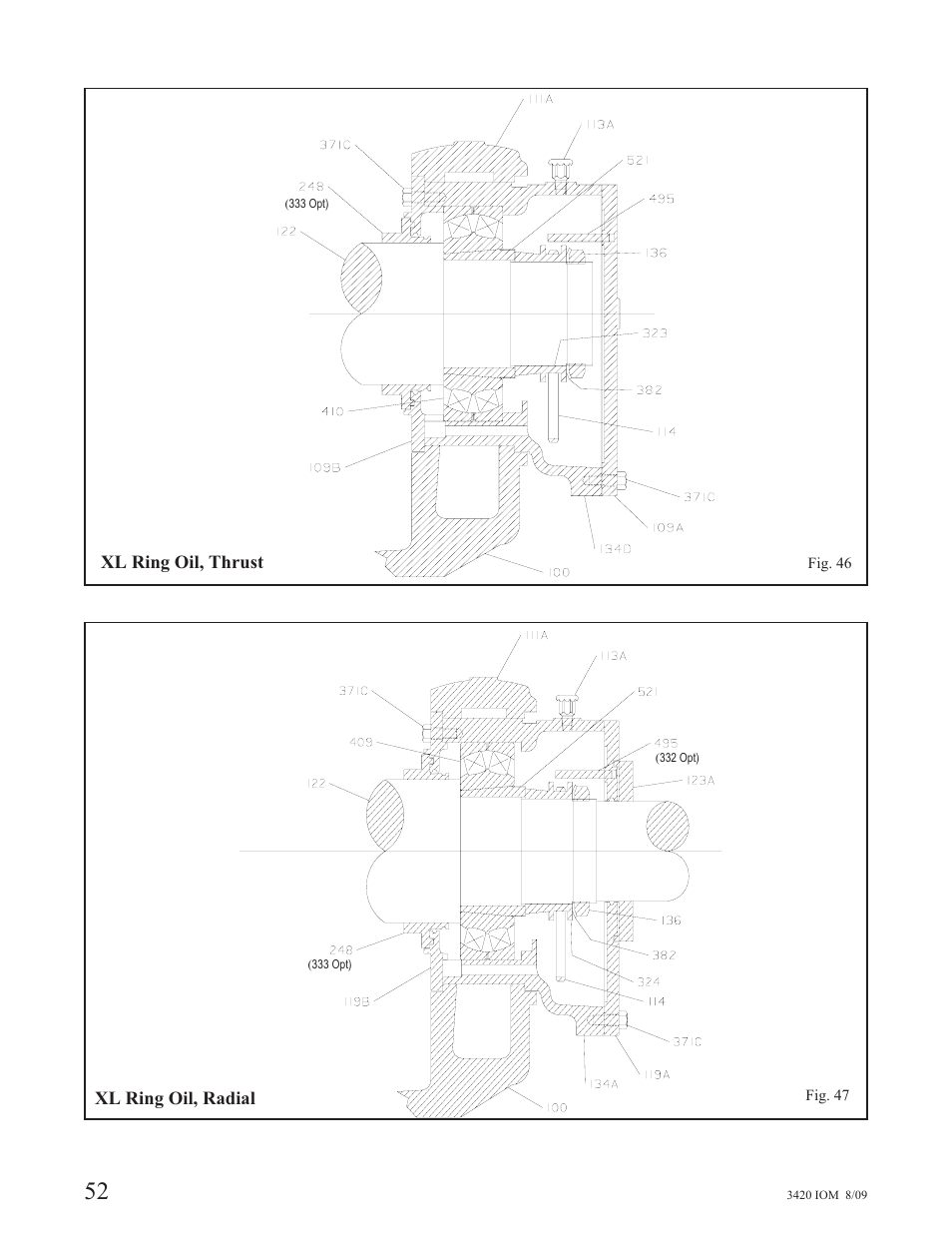 Xl ring oil, thrust, Xl ring oil, radial | Goulds Pumps 3420 - IOM User Manual | Page 56 / 120
