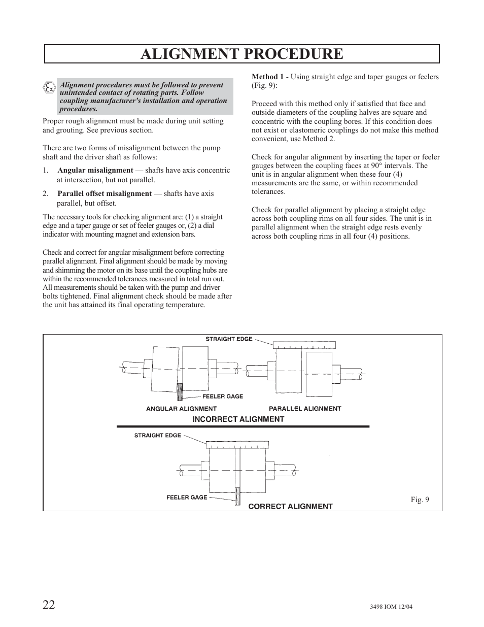 Alignment procedure | Goulds Pumps 3498 - IOM User Manual | Page 25 / 59