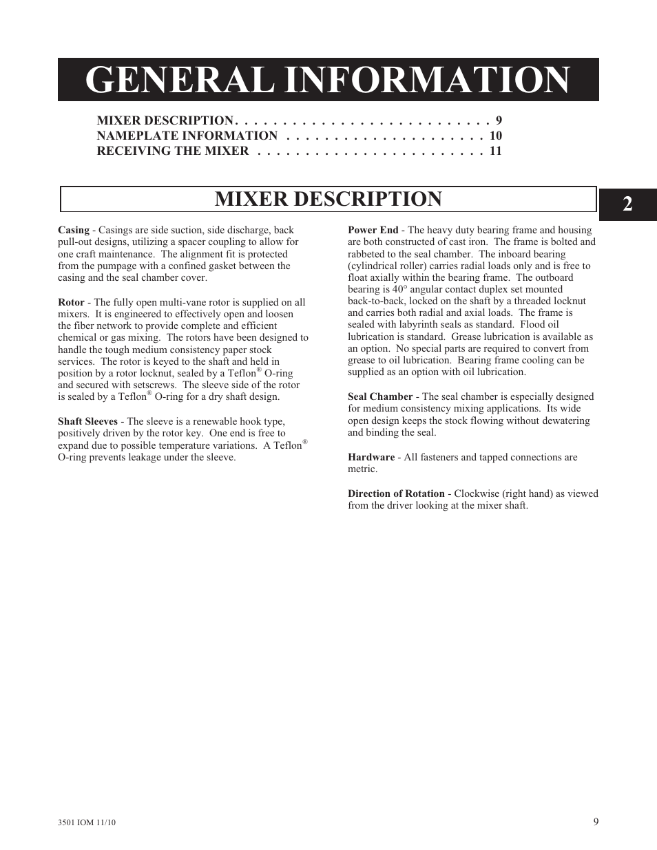 General information, Mixer description | Goulds Pumps 3501 Mixer - IOM User Manual | Page 13 / 48