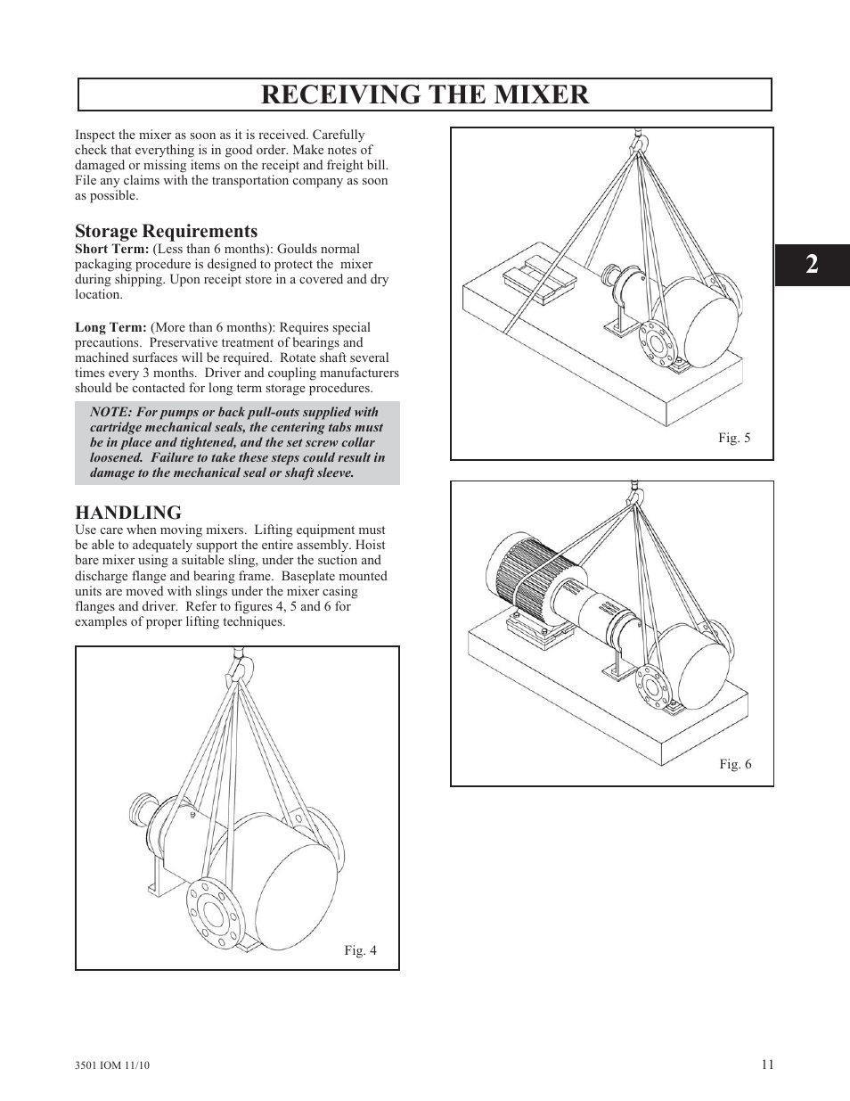 Receiving the mixer | Goulds Pumps 3501 Mixer - IOM User Manual | Page 15 / 48